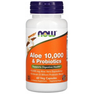NOW Aloe Vera & Probiotics 10000 мг 60 капс